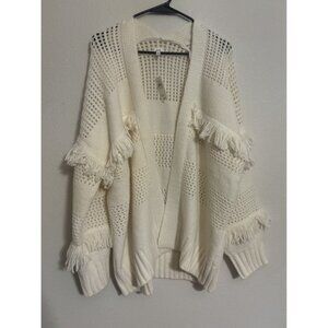 Aerie Open Front Cardigan Fringe Cozy Comfort Oversize M